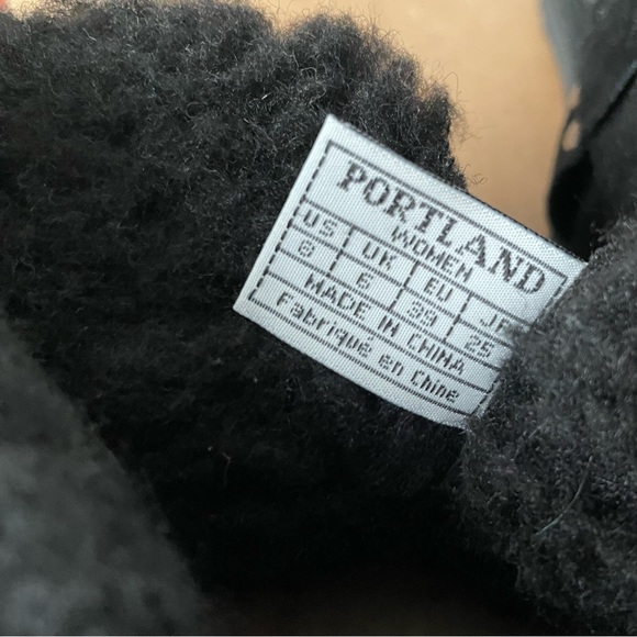 Portland Boot Company Alberta Buckle Short Moto Suede Wool Women’s Black Boots 8 - Picture 6 of 7